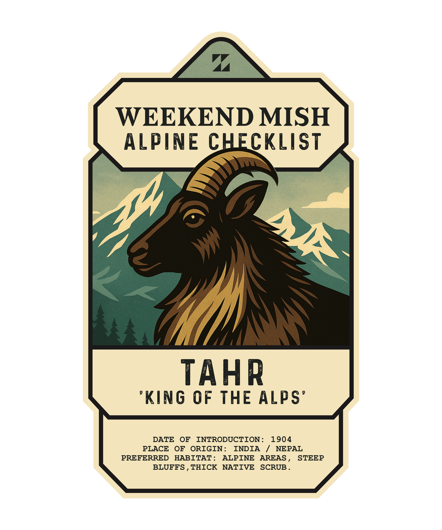 Weekend Mish Alpine Check List Sticker