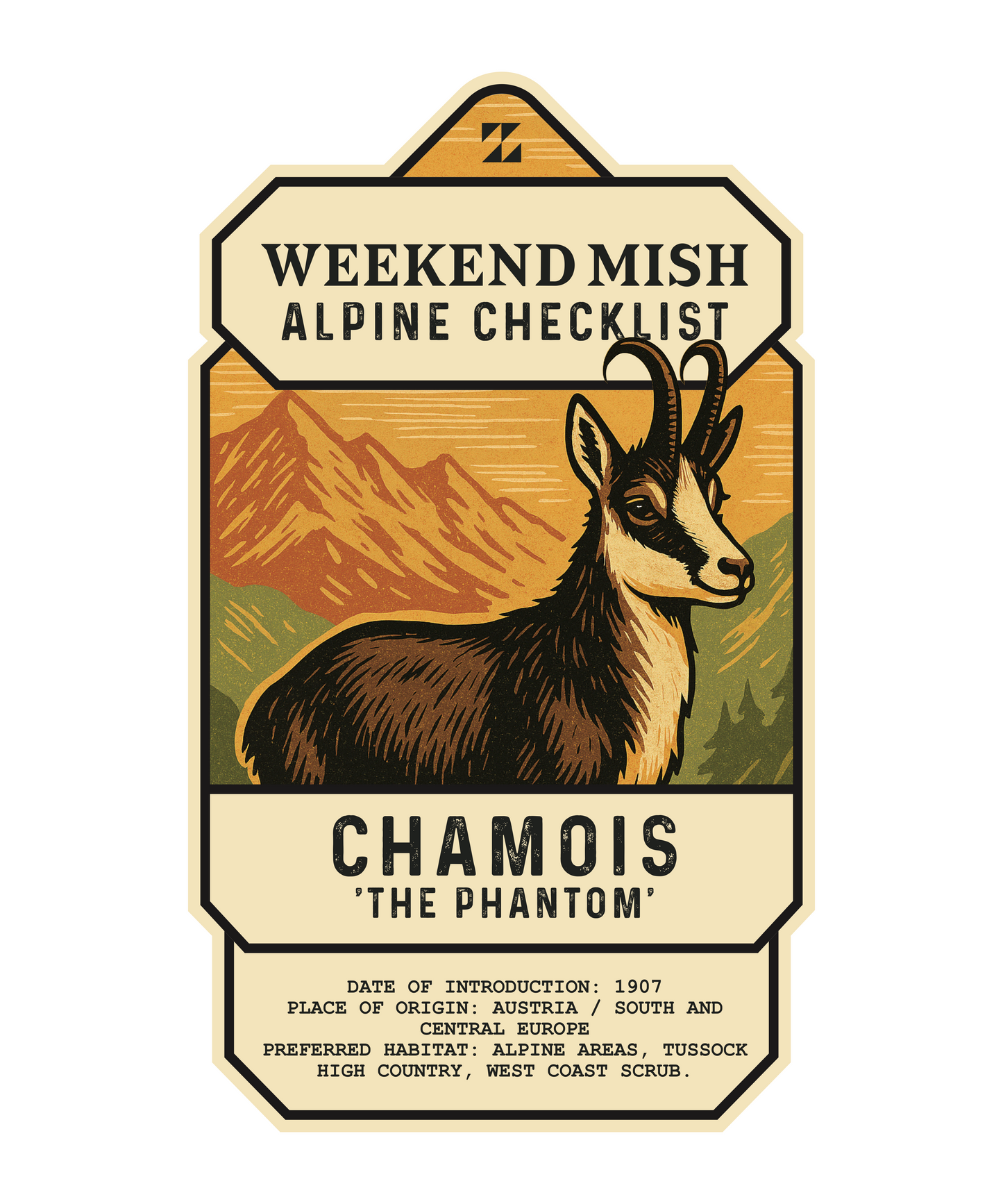 Weekend Mish Alpine Check List Sticker